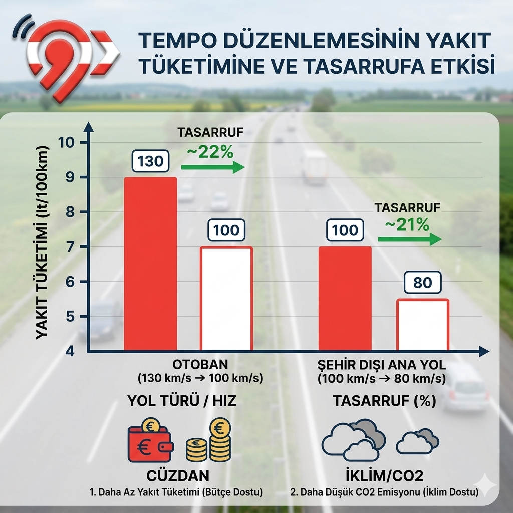 Avusturya otoyol 80 hız sınırı tabelası ve trafik manzarası.