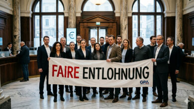 Avusturya finans sektörü GPA sendikası grev kararı ve banka çalışanları protestosu