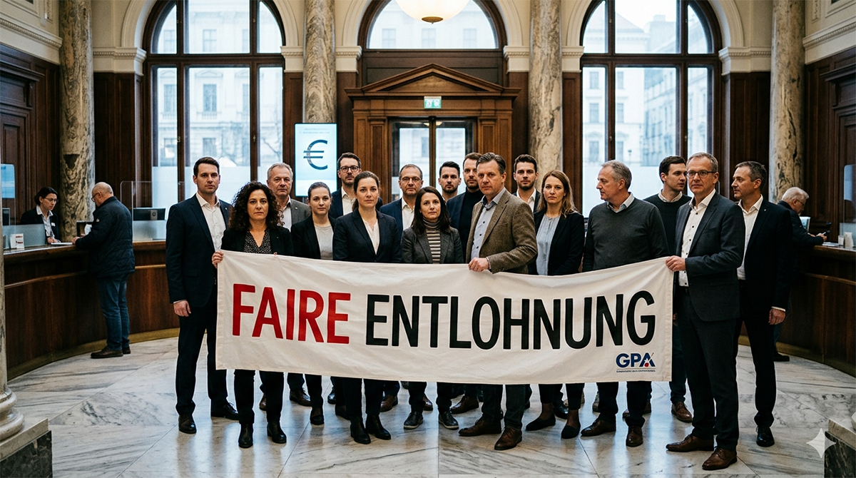 Avusturya finans sektörü GPA sendikası grev kararı ve banka çalışanları protestosu