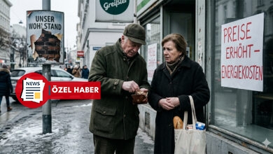 Avusturya'da ekonomik kriz ve enflasyon nedeniyle fakirleşen yaşlı bir çift bozuk para sayıyor.