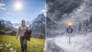 Avusturya'da Nisan 2026 hava durumu tahmini, Alp dağlarında yaklaşan soğuk hava dalgası ve kar yağışı uyarısı.