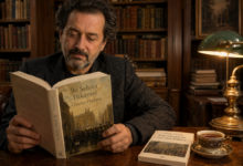 Charles Dickens'ın İki Şehrin Hikâyesi kitabının Türkçe ve Almanca baskılarını bir kütüphanede okuyan kişi.