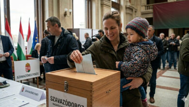 Sandığa çocuğuyla oy atan Macar anne yakın plan