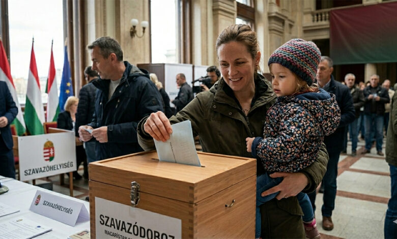 Sandığa çocuğuyla oy atan Macar anne yakın plan