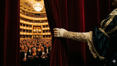 Viyana Devlet Operası 2026-2027 sezonu sahne perdesi ve seyirciler.