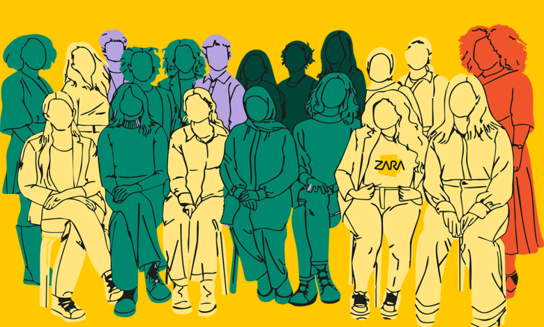 Avusturya'da bir binanın dış cephesinde yer alan büyük ZARA (Zivilcourage und Anti-Rassismus-Arbeit) tabelası ve derneğin ırkçılıkla mücadele çalışmalarını simgeleyen dış mekan görünümü.