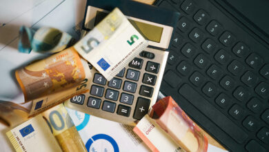 Avusturya'da Mayıs ayı enflasyon oranının yüzde 3,7'ye fırlamasının ardından Euro banknotları ve hesap makinesi ile aile bütçesi hesabı yapılması.