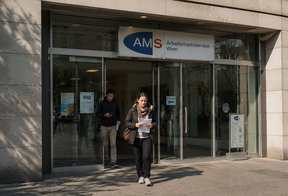 Avusturya'da Mayıs ayı işsizlik rakamlarının açıklanmasının ardından Viyana'daki bir İşgücü Piyasası Servisi (AMS Wien) binasından çıkan vatandaşlar.