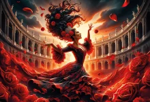 3. Viyana Opera Yazı festivalinin Georges Bizet'nin Carmen eseri için hazırlanan, kırmızı güller ve flamenko elbisesi içeren resmi tanıtım afişi.